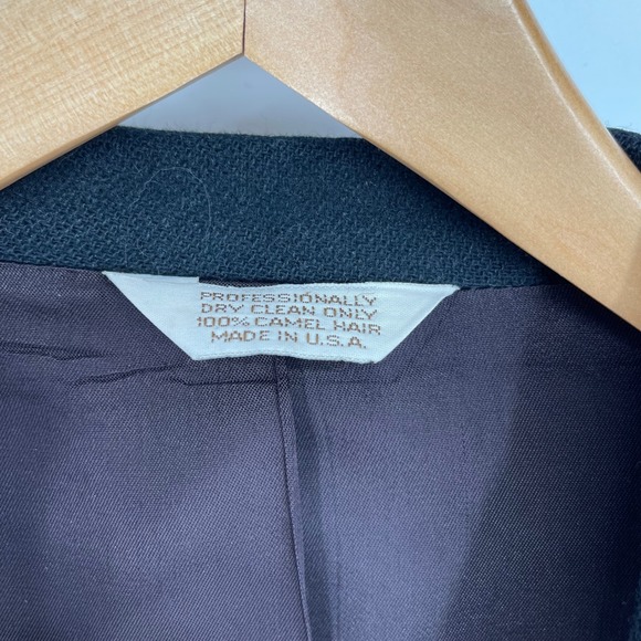 Vintage Camel Hair Blazer‎ Mens Black Classic Business Casual Coat Jacket - Picture 3 of 8